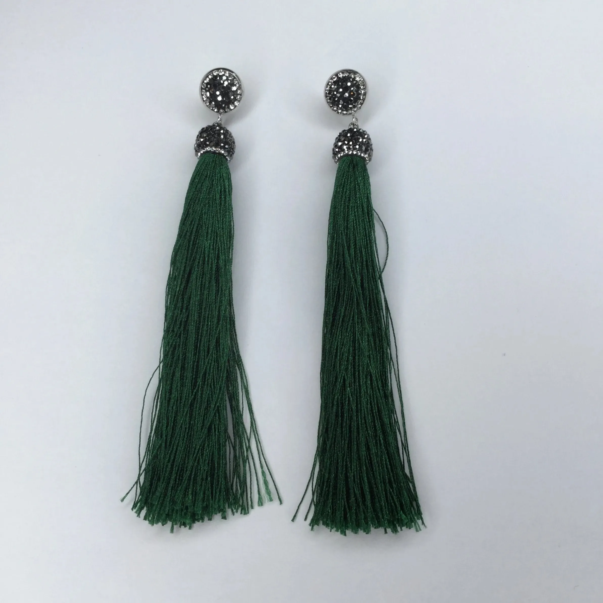 Vicki Pavé Emerald Tassel Earrings