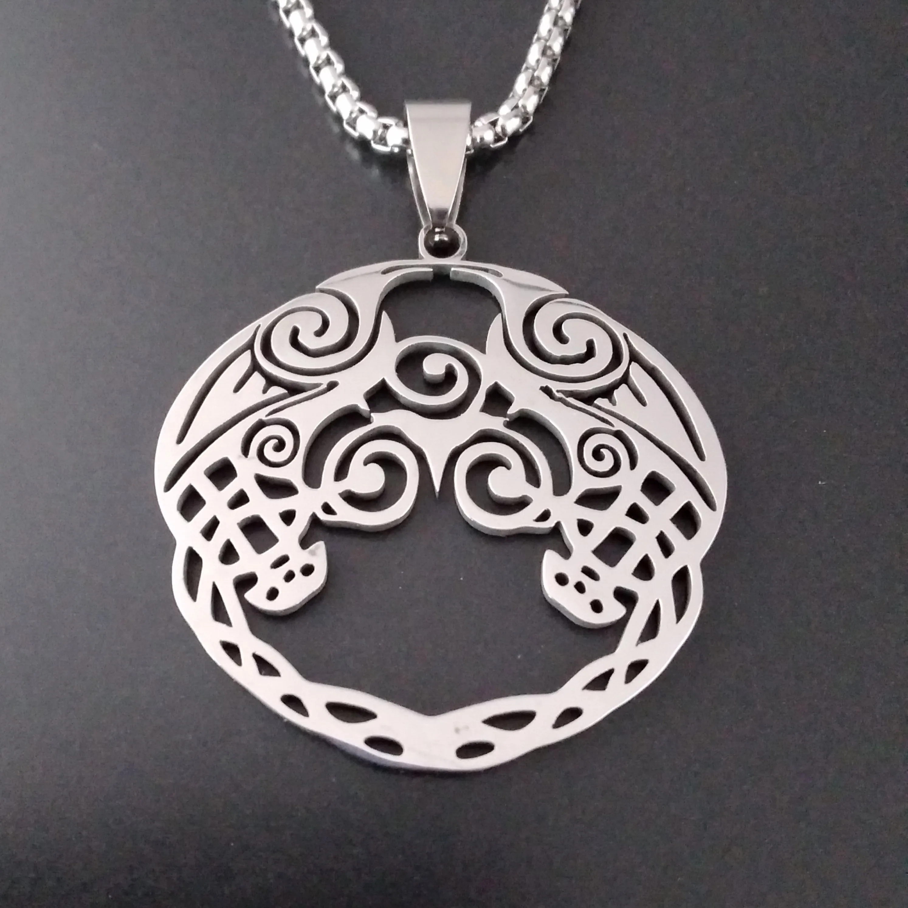 Viking Necklace Silver Raven Huginn And Muninn Norse Style