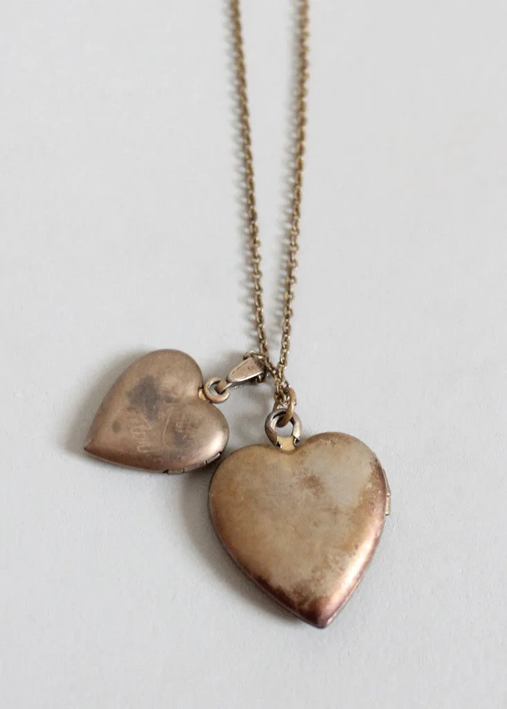 Vintage 1940s Double Sweetheart Locket Necklace