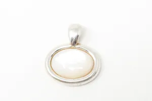 Vintage Art Deco Style Mother of Pearl Sterling Silver Necklace Pendant