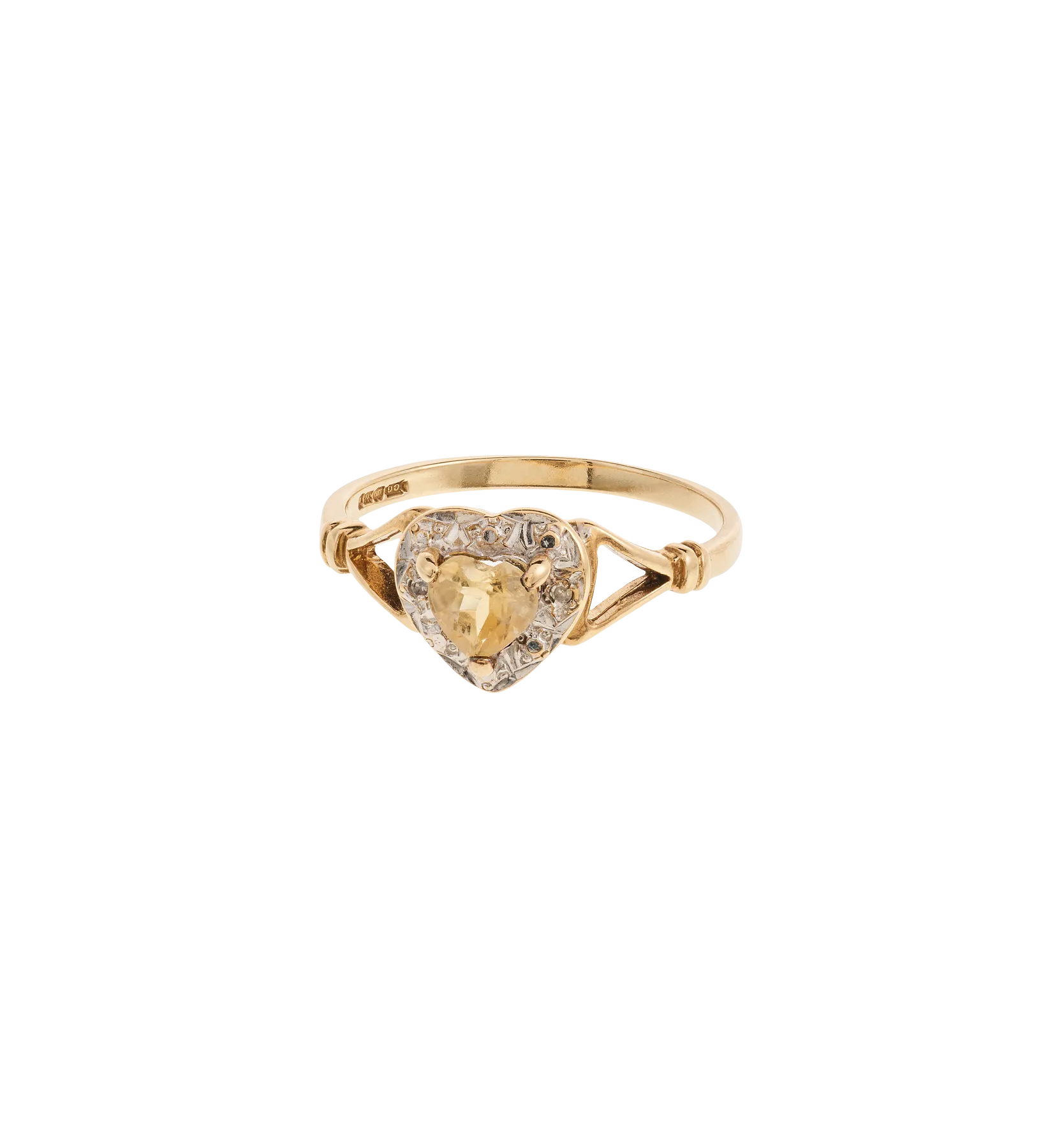 Vintage Citrine and Diamond Sunlit Love Ring