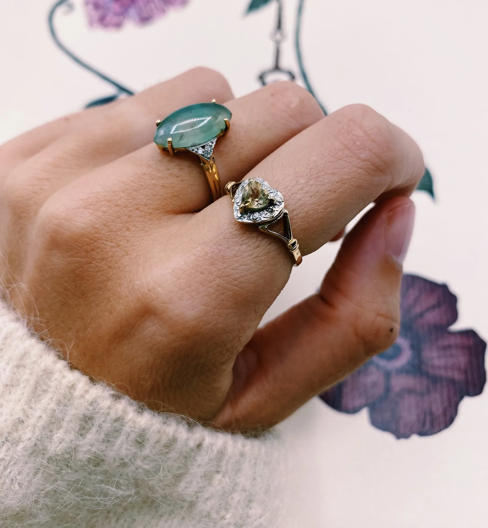 Vintage Citrine and Diamond Sunlit Love Ring