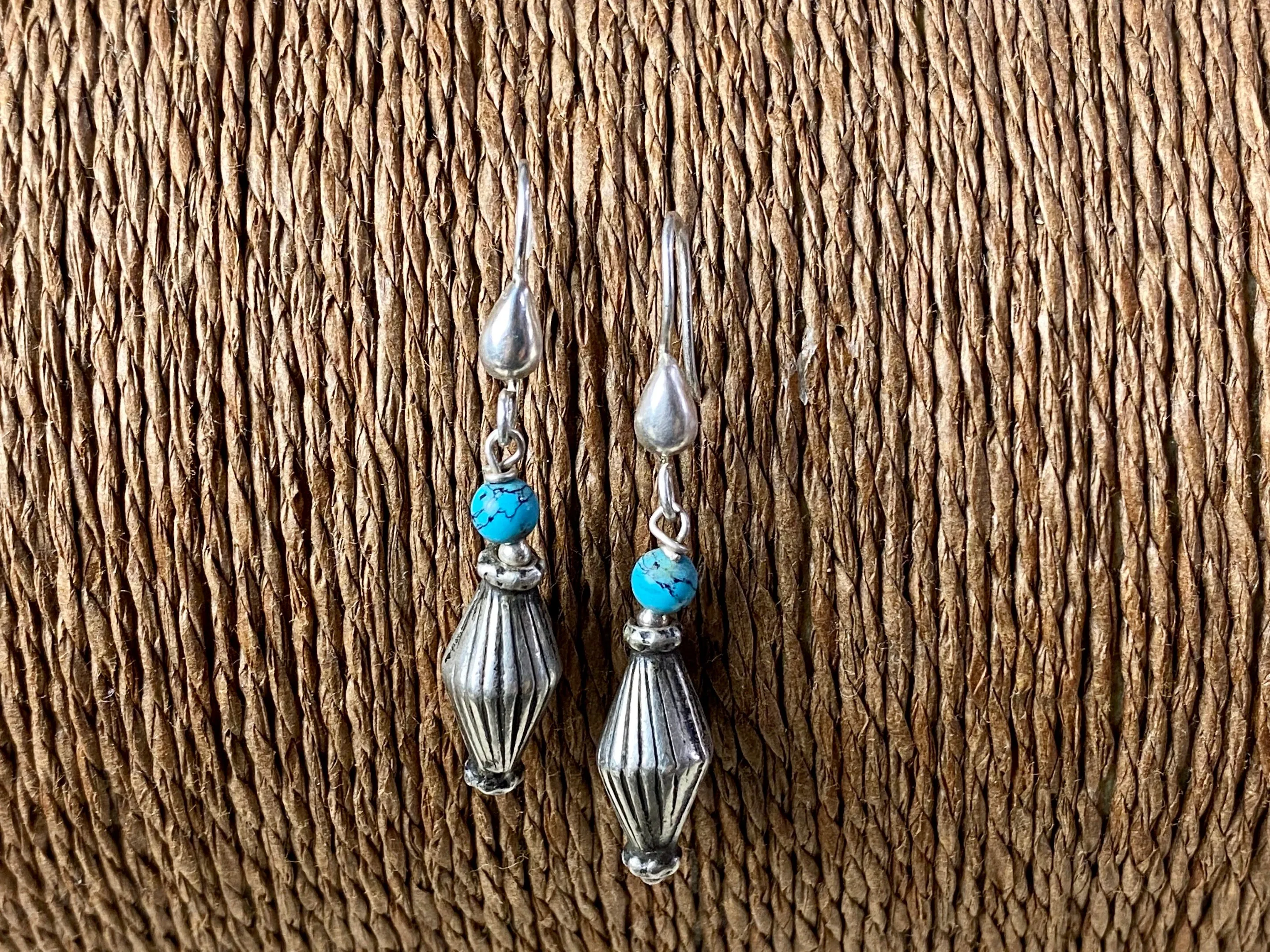 Vintage silver and turquoise drop earrings