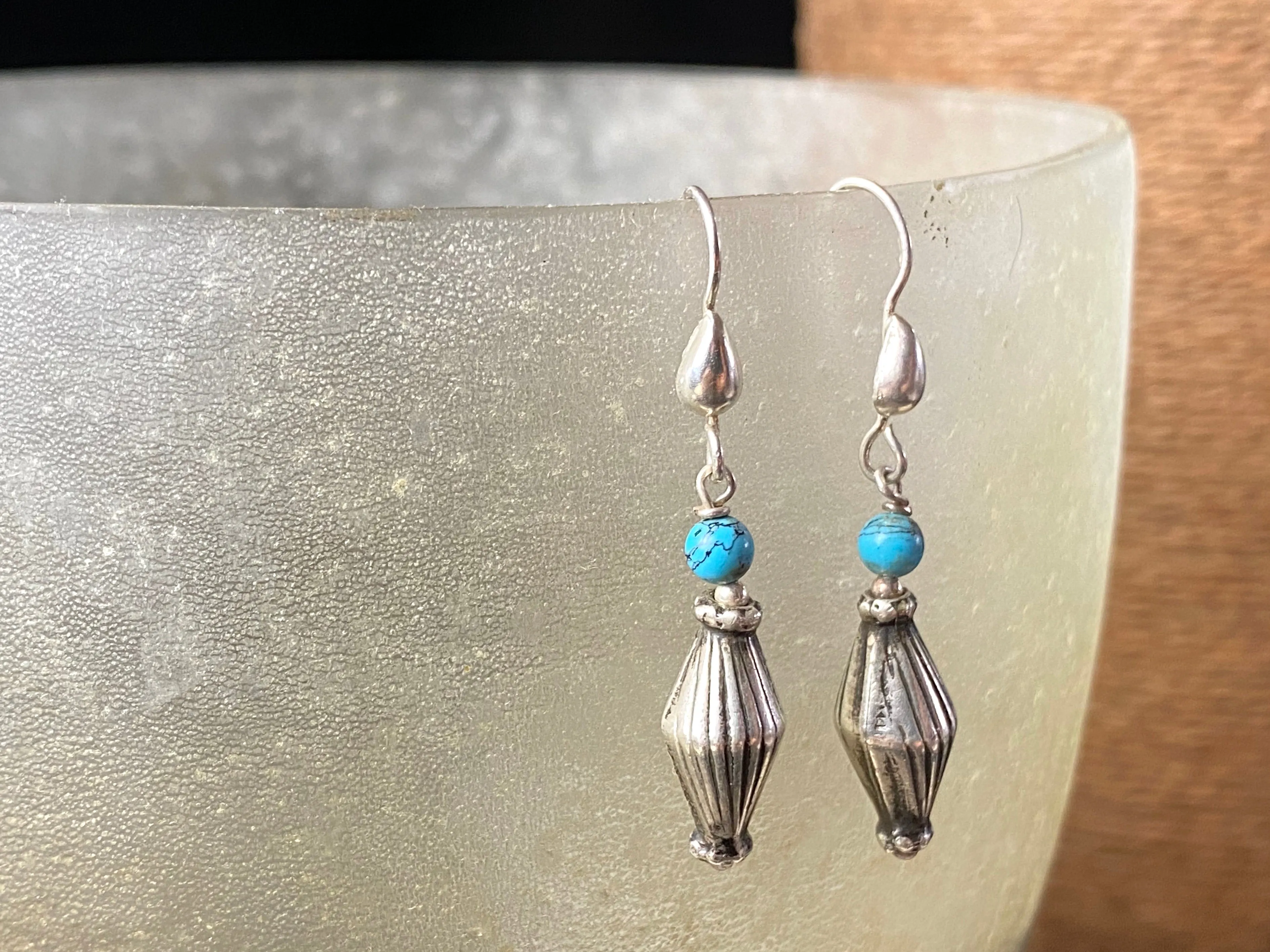 Vintage silver and turquoise drop earrings