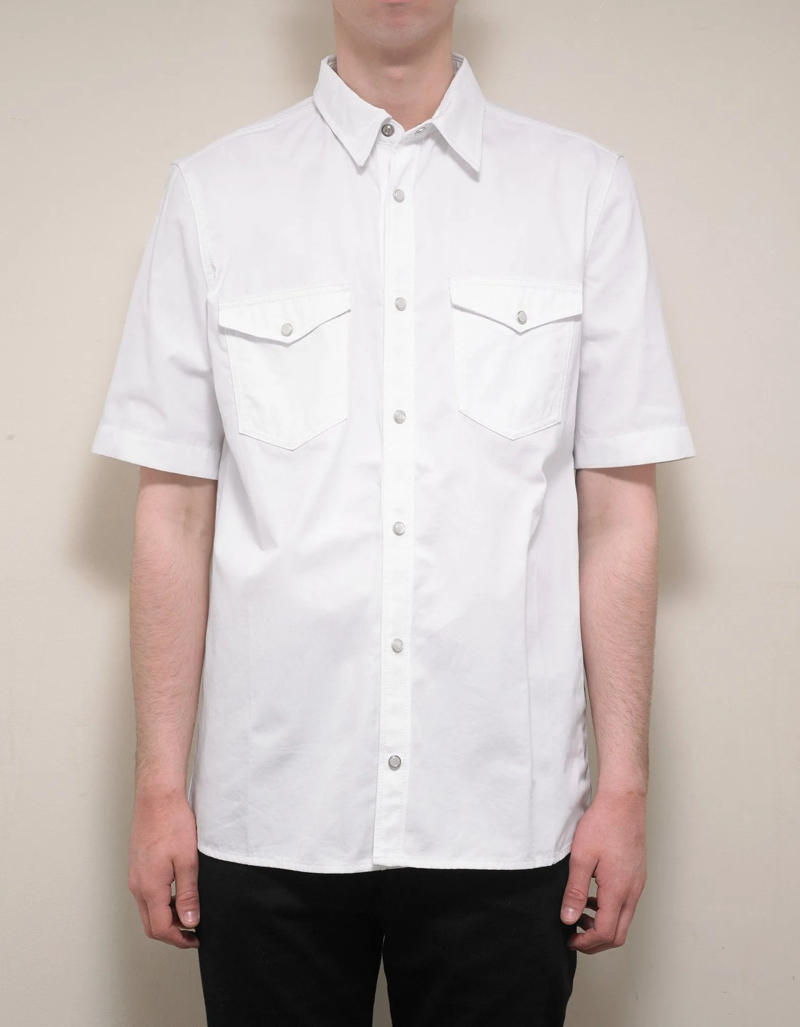 White 4G Logo Trim Short Sleeve Shirt -