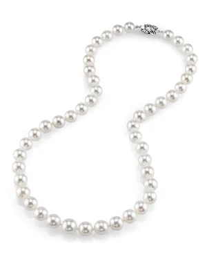 White Japanese Akoya Graduated Pearl Necklace, 8.0-10.0mm - AAA Quality