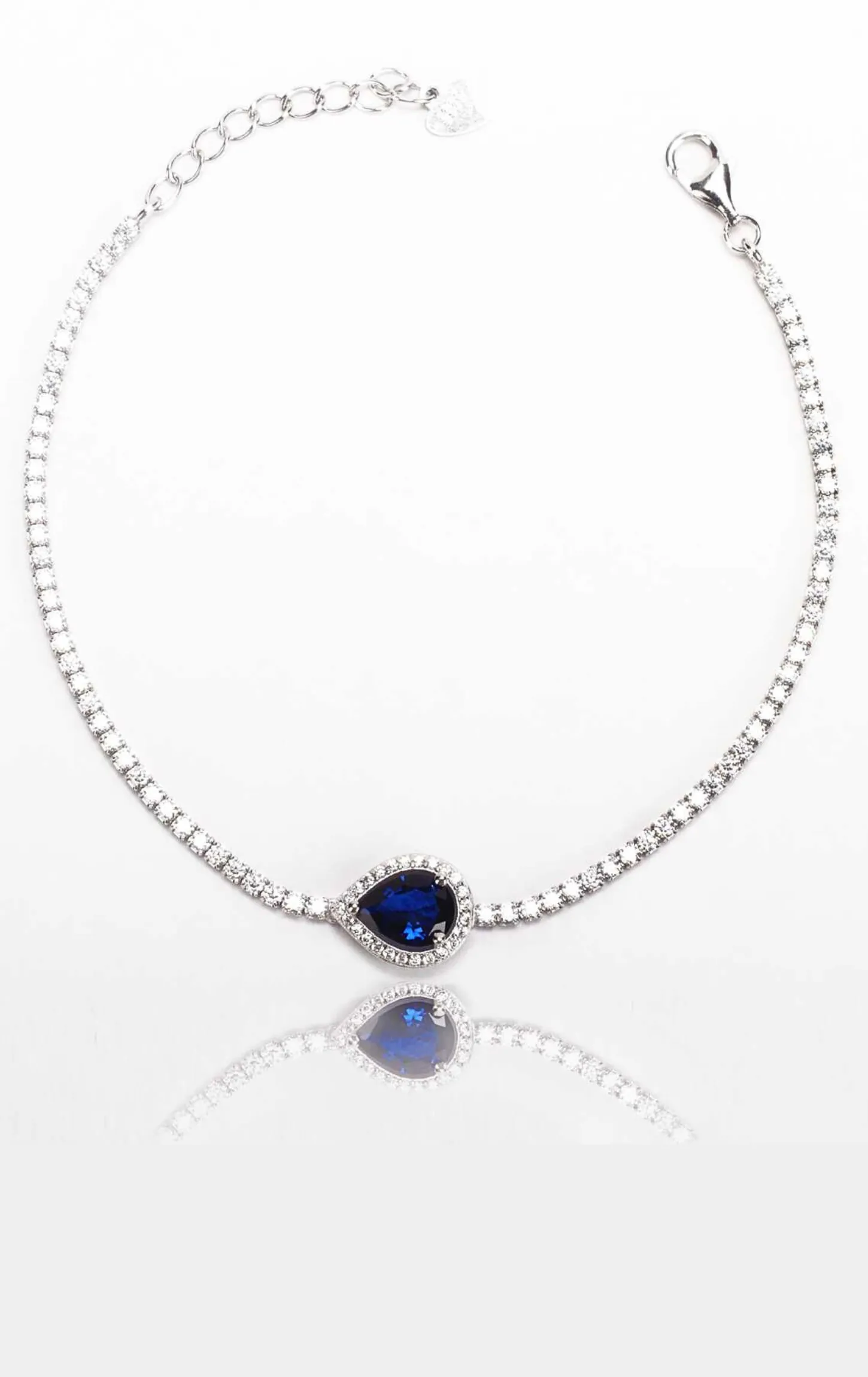 White Swarovski Zircon Bracelet With Elegant Blue Jem