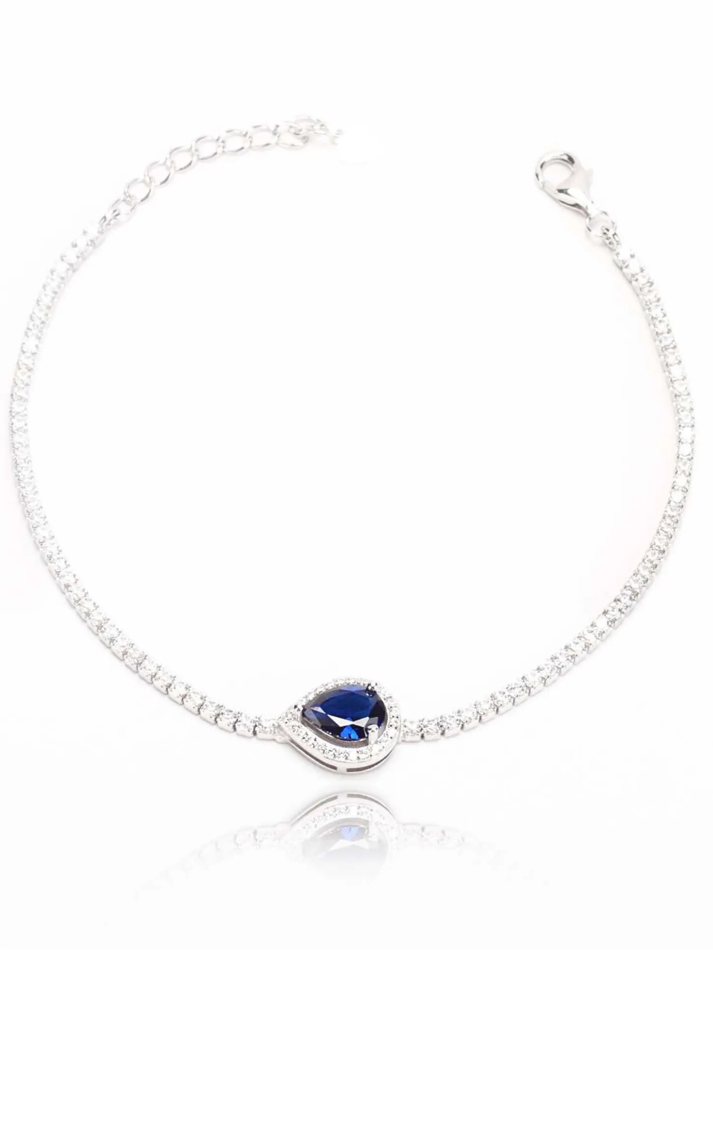 White Swarovski Zircon Bracelet With Elegant Blue Jem