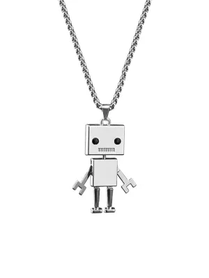 Yellow Chimes Chain Pendant for Girls Silver Chain Men Pendant Silver Toned Robot Design Locket Chain Pendant for Women and Men.