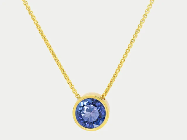 Yellow Gold Plated Blue Stone Necklace