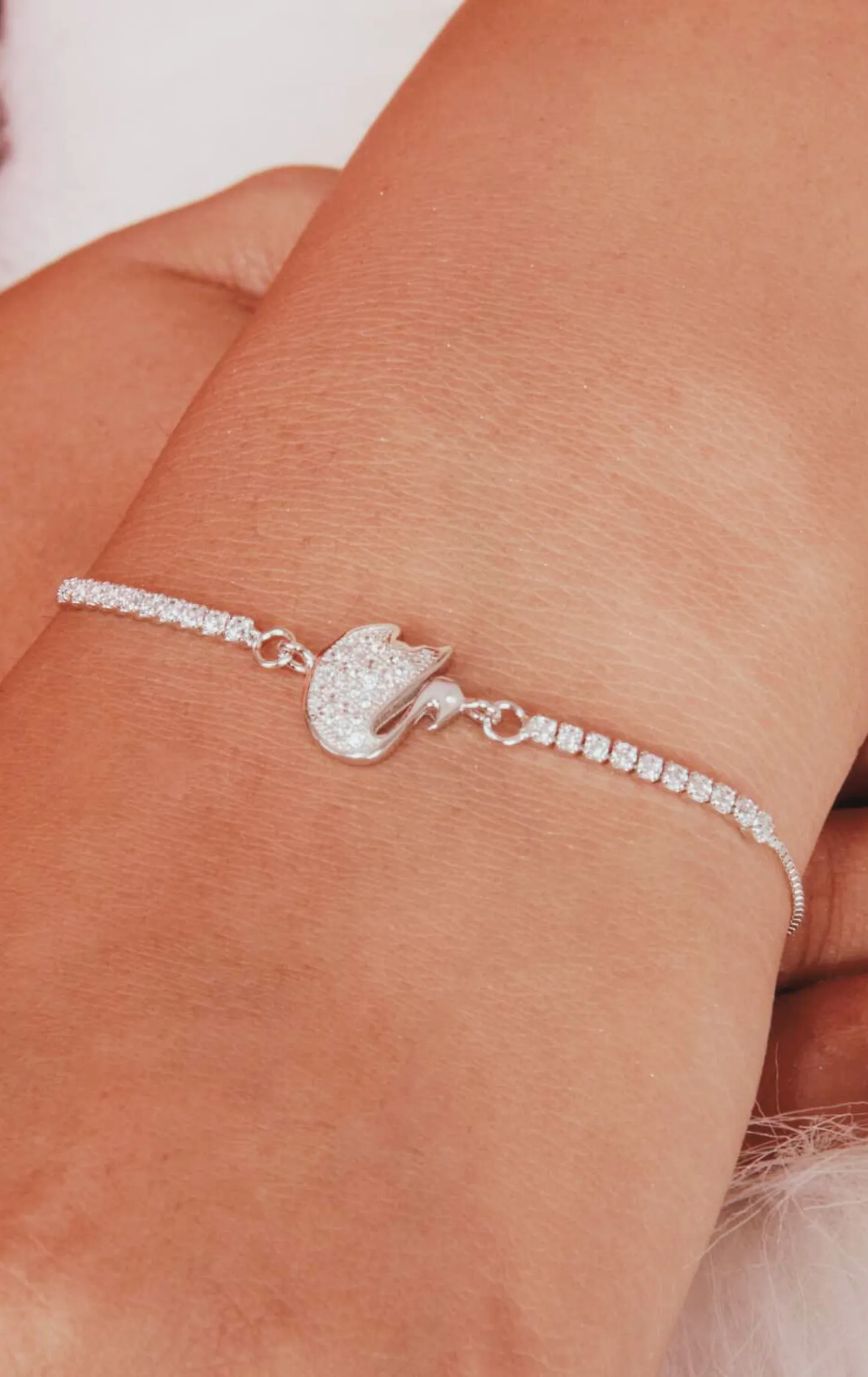 Zircon White Swan Pattern 925 Silver Bracelets